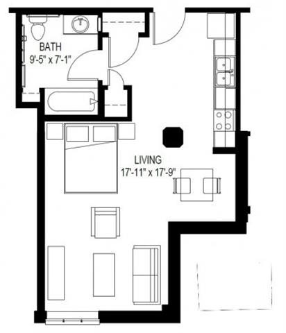 Efficiency A Efficiency Floor Plan 1